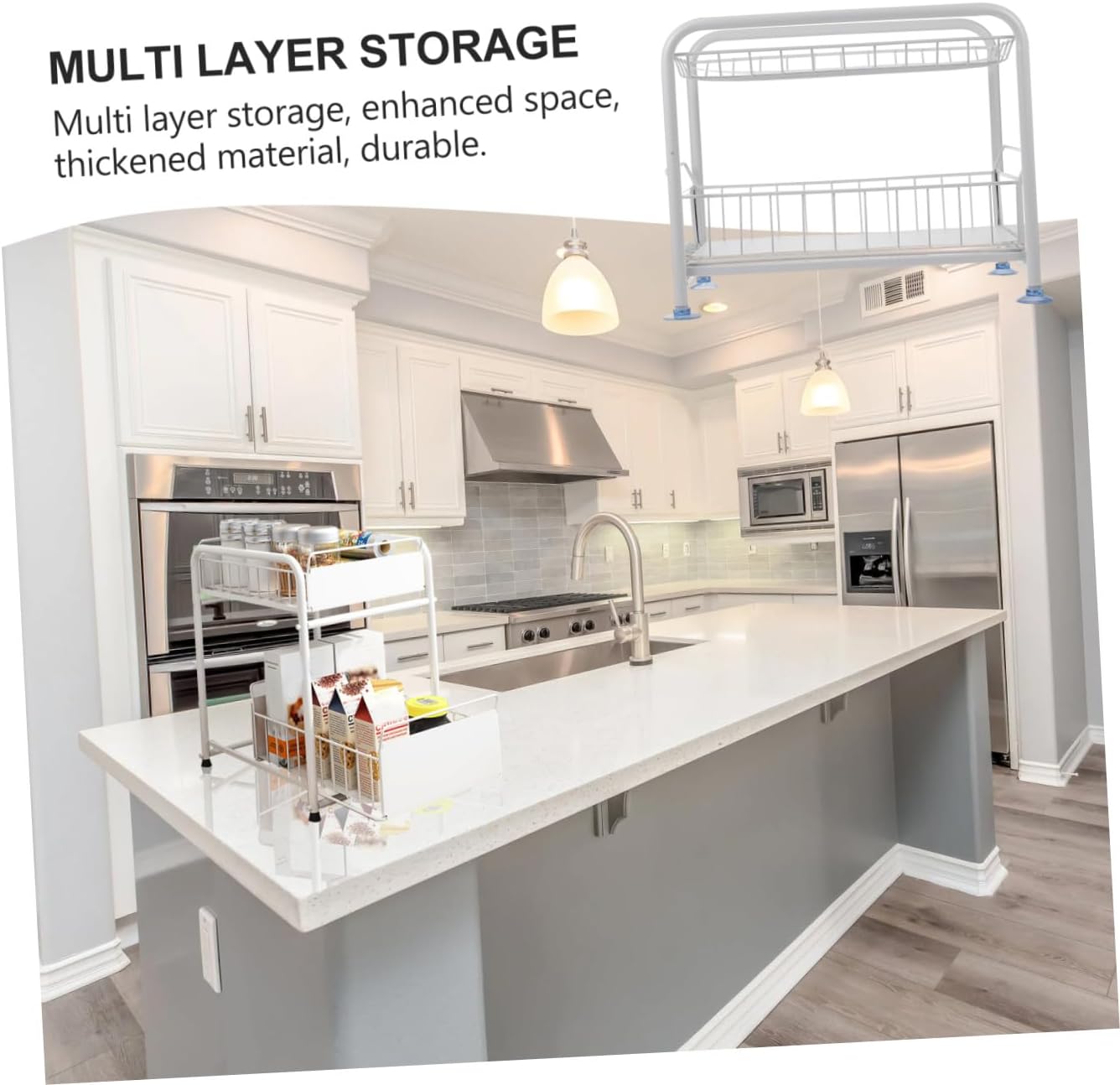 Under Sink Storage Rack with Sliding Space-saving Kitchen Organizer for Cabinet and Bathroom Multi-purpose Storage Holder for Utensils and Cleaning Supplies