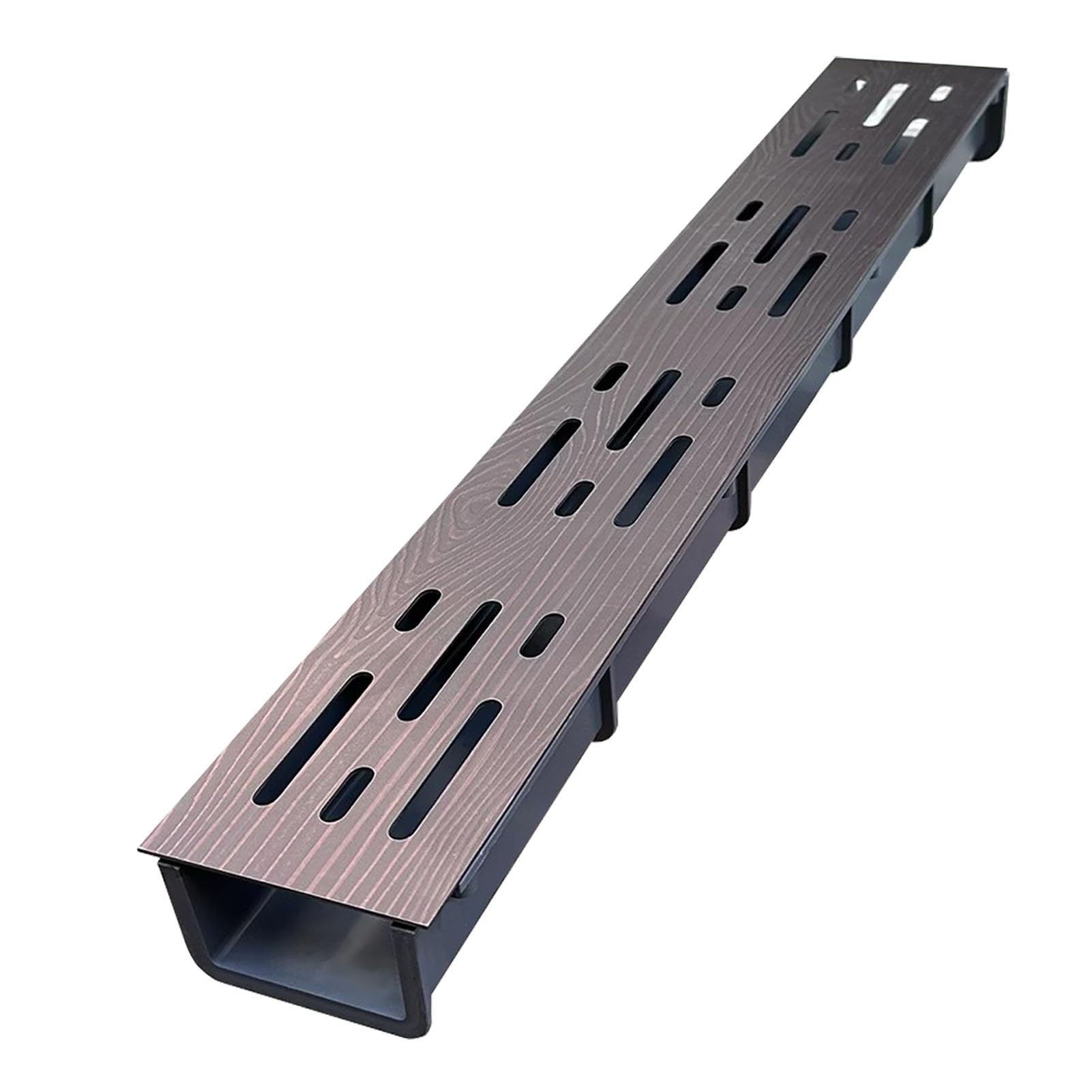 Kit Caniveau Extérieur 10cm - Caniveau De Terrasse Avec Grille Imitation Bois - Drainage Efficace