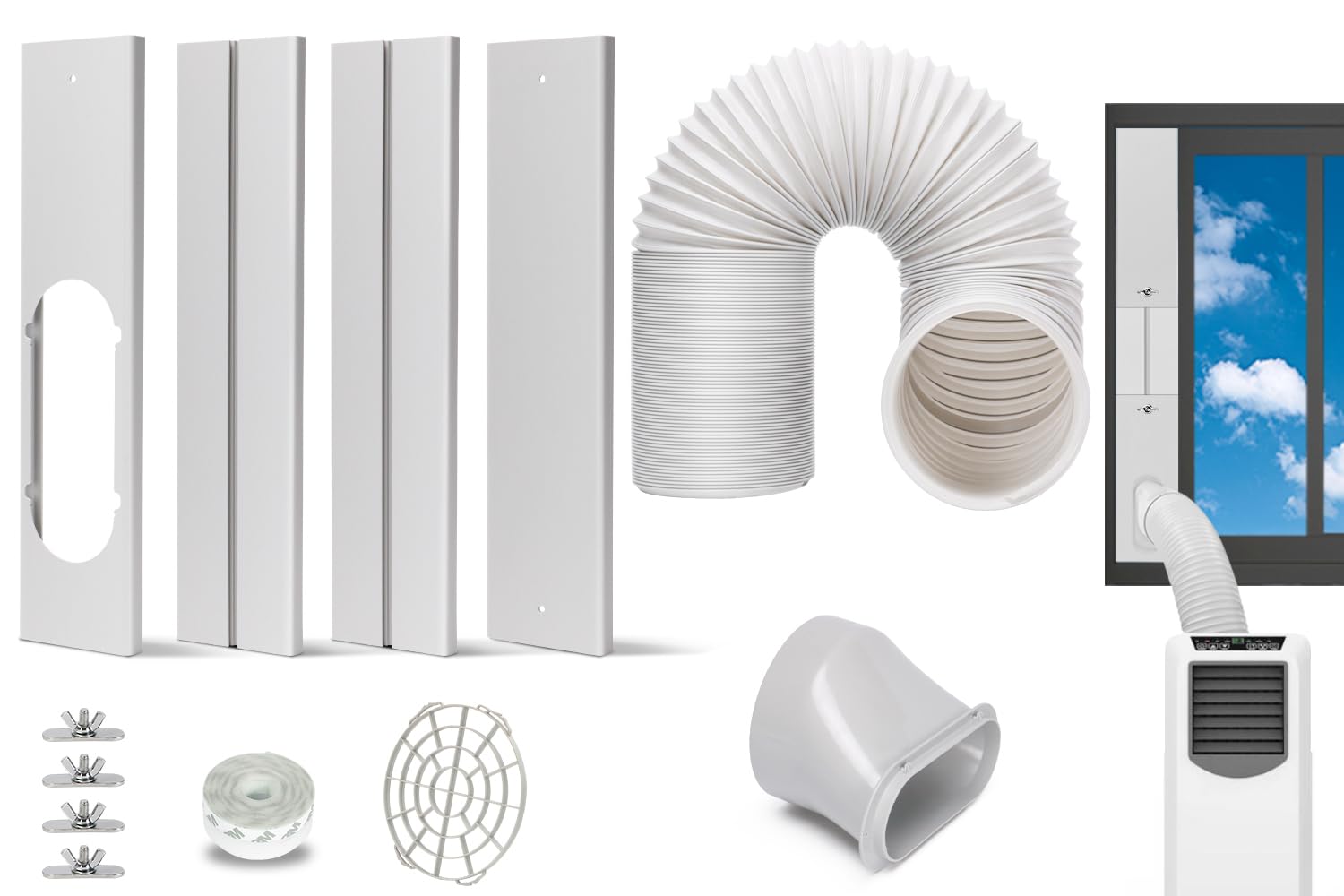 Portable AC Window Kit with Exhaust Hose Air Conditioners Kits Parts Adjustable Window Seals for Sliding Window Vertical