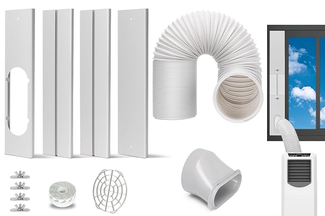 Portable AC Window Kit with Exhaust Hose Air Conditioners Kits Parts Adjustable Window Seals for Sliding Window Vertical