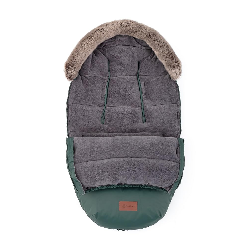 Petite&Mars COMFY - Sacco nanna 4 in 1 per passeggino, per passeggino, per passeggino, sacco nanna invernale, impermeabile, antivento, verde