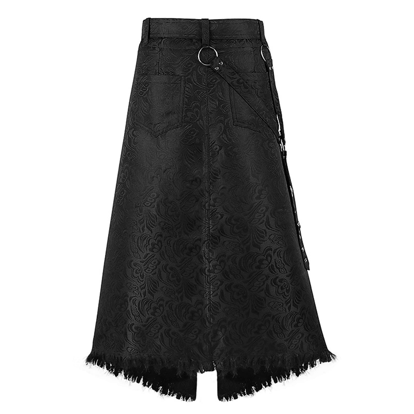 Jupe plissée pour homme gothique Steampunk médiéval traditionnel écossais en cuir Kilt Guerrier écossais avec poche pour Halloween