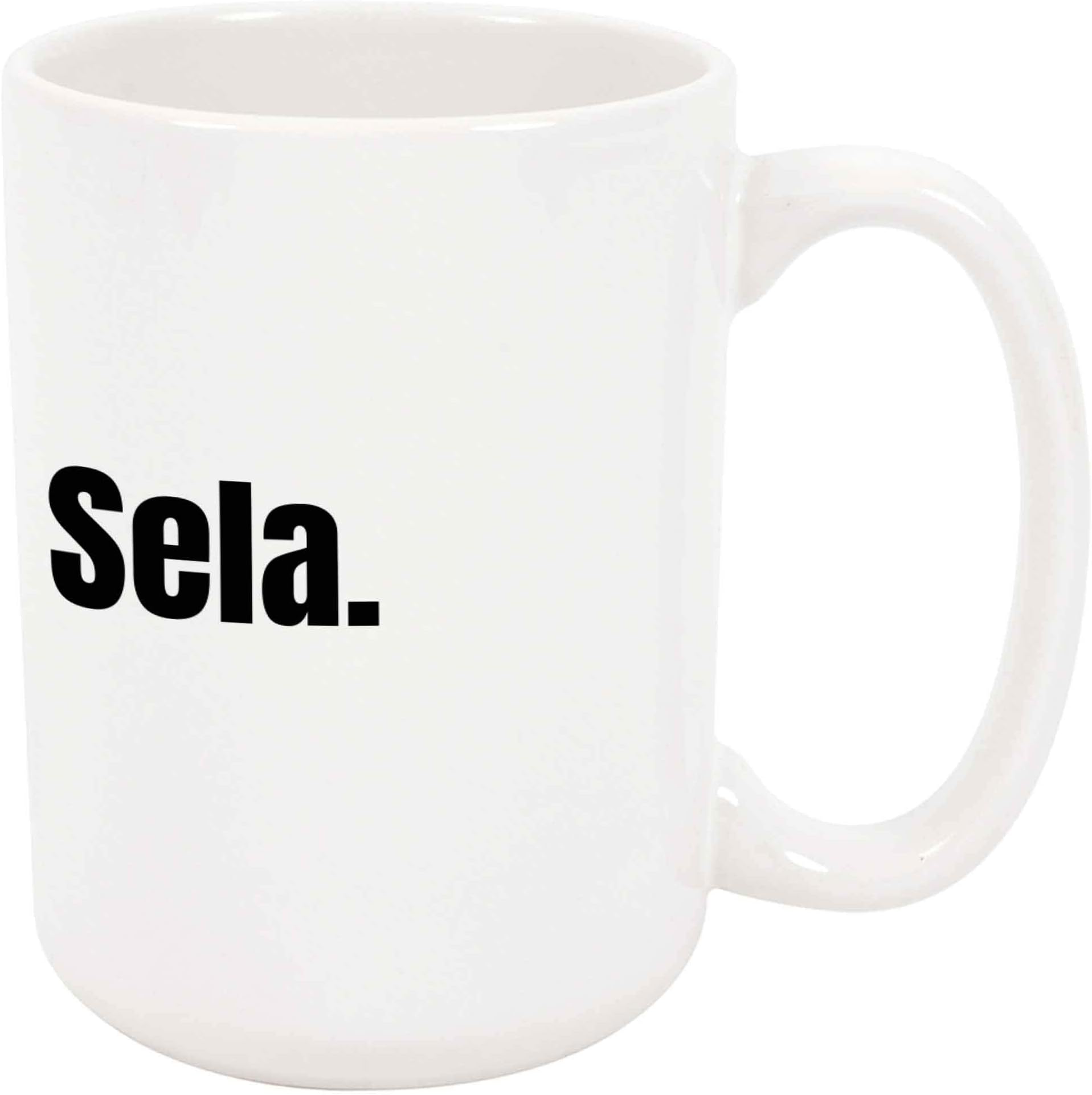 Sela Coffee Mug - Personalized Ceramic Cup with Name, Custom Mug, Customized Birthday/Christmas Gift, Holiday Present, Black Text, 11 Oz