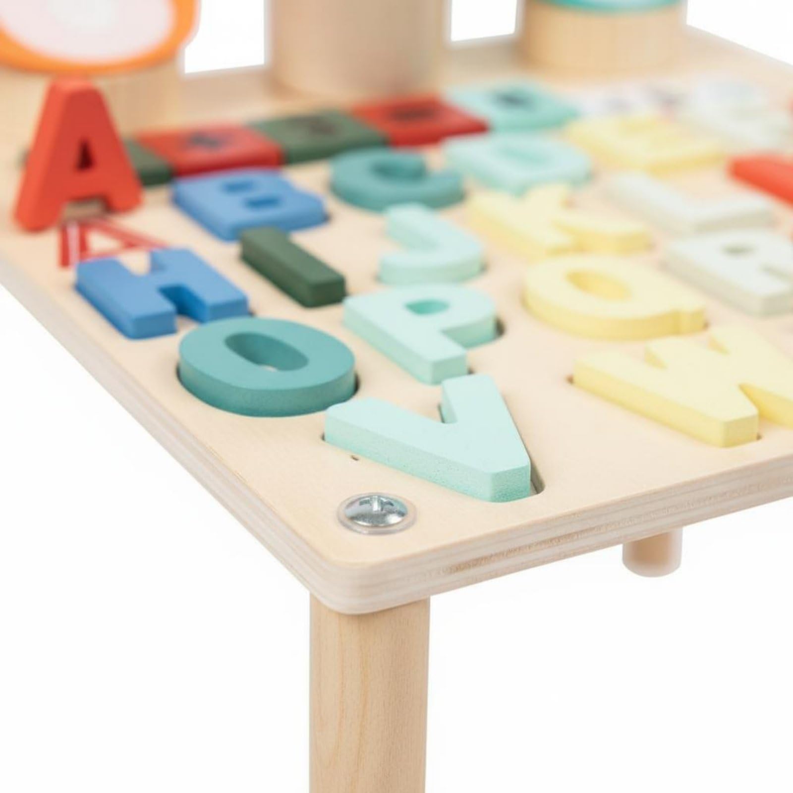 Children Learning Board Tavolo Interattivo Bambini Pannello Educativo Lavagna in Legno con Numeri Lettere E Spazio Scrittura per Coordinazione E Logica Adatto per Aula Nido Cameretta