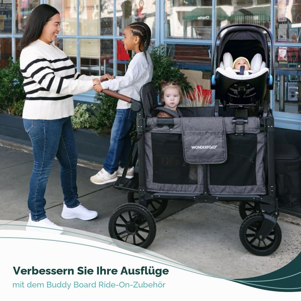 WONDERFOLD Buddy Board Wagon Kinderwagen Stehbrett – Aufstellaufsatz mit rutschfester Oberfläche für Kleinkinder, leicht zusammenklappbar (kompatibel mit W4-Modellen)