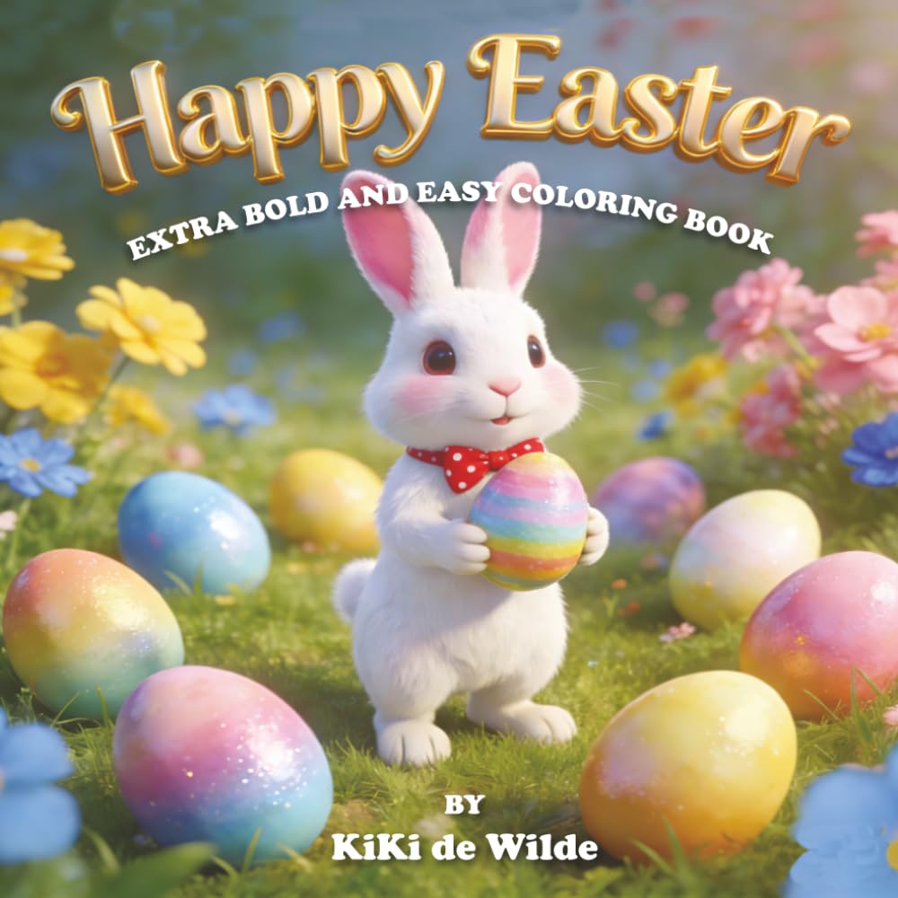 Happy Easter Coloring Book: Extra Bold and Easy Coloring Book