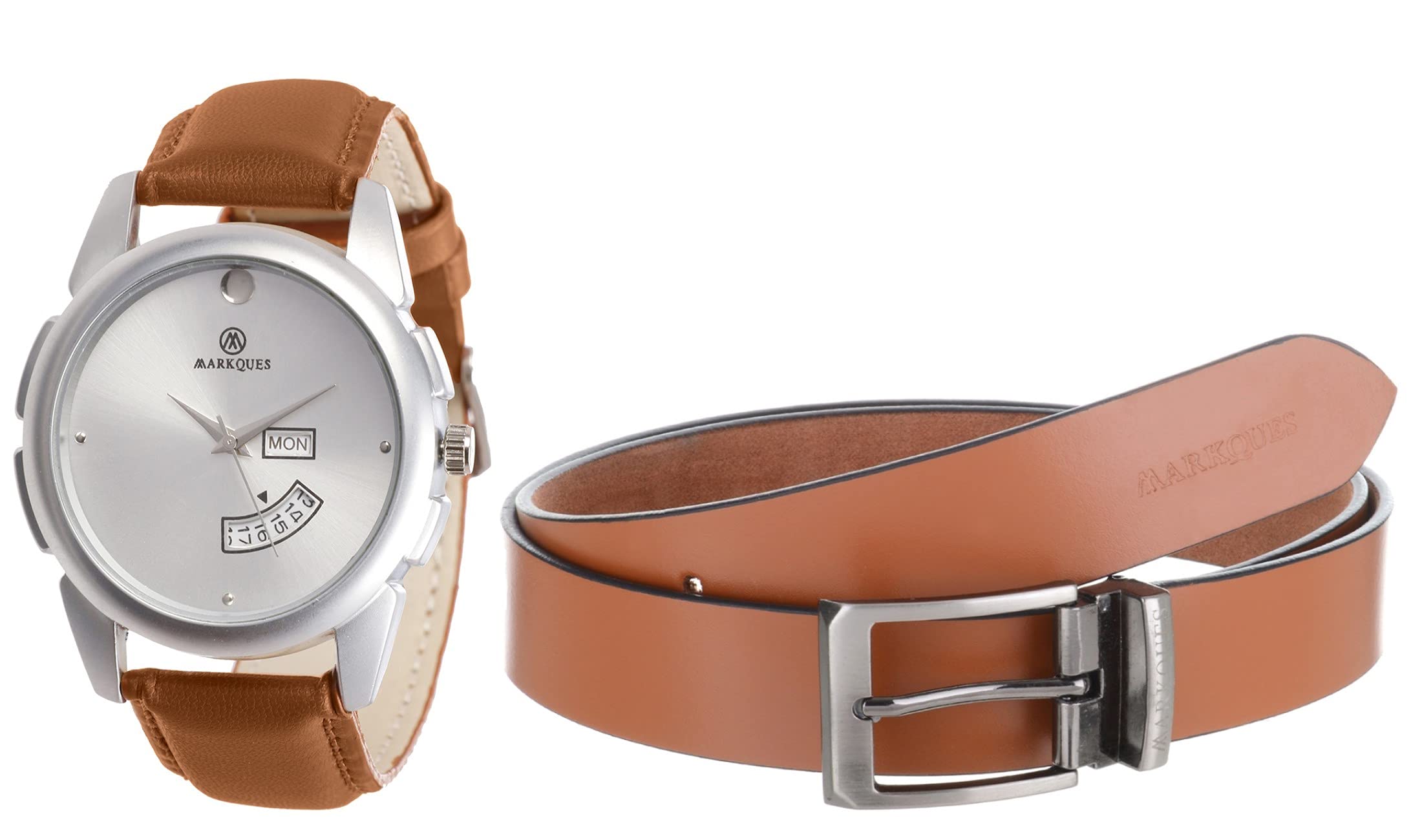 MARKQUES Mens Watch and Genuine Leather Belt Combo Gift Set for Men (STV-770904-EXE-1104) (B09F3P9T5F) Amazon Price History, Amazon Price Tracker