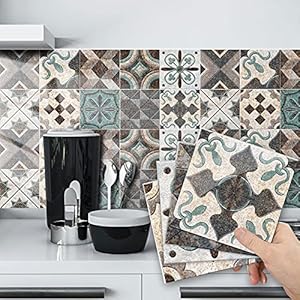 2D-keukenstickers, 20 stuks, tegelstickers, afpellen en opplakken, wandtegels voor badkamer, keukendecoratie, retro…