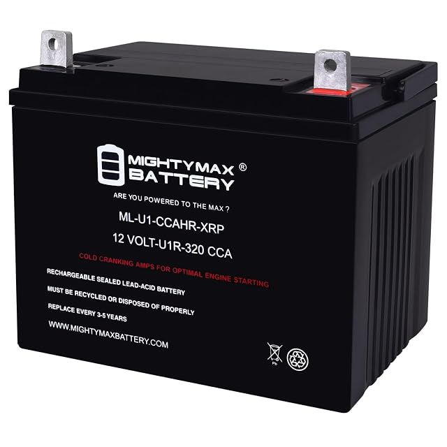 Mighty Max Battery ML-U1R-CCAHR 12V 320CCA Replacement Battery Compatible with Husqvarna LGT2654 U1R Lawn Mower