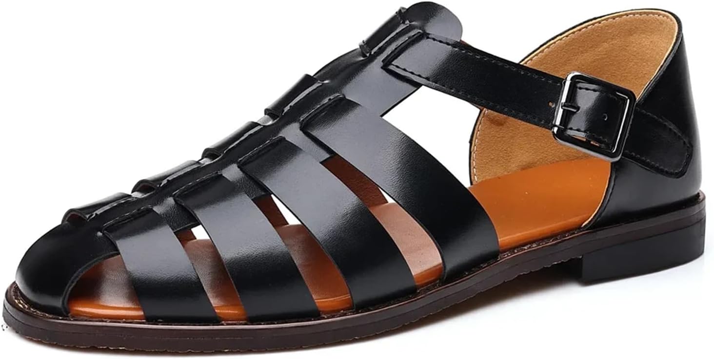 Men's Leather Sandals - Comfortable Beach Flats