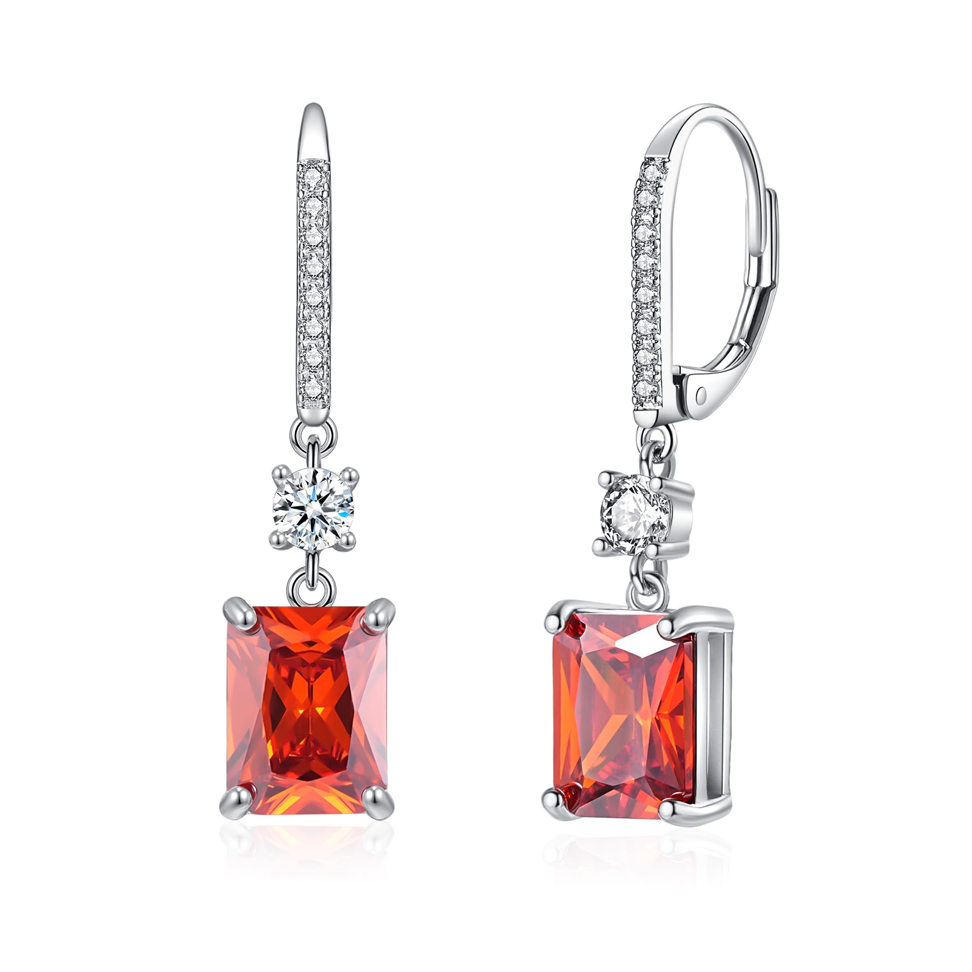 CiNily Rectangular-cut Drop Dangle Earrings for Women Hypoallergenic, Multi-color Cubic Zirconia Earrings Diamond Dangle Earrings Jewelry Gifts for