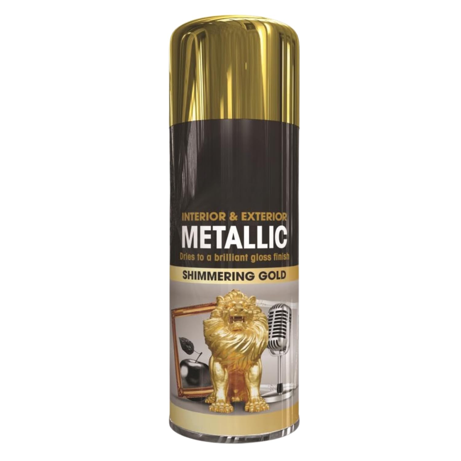 Metallic Spray Paint 400ml Multi-Purpose Use, Spray for Metal and Wooden Furniture, Ornaments, Decorative Items and Much More for Interior & Exterior (4, Shimmering Gold)