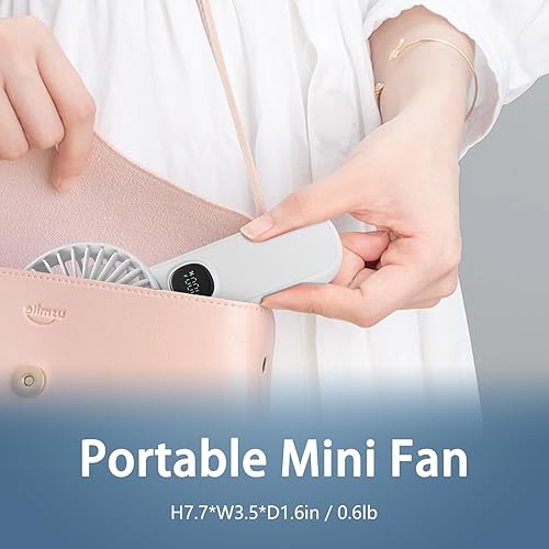 Miniatura 6 de Paquete de 2 ventiladores portátiles de mano Ventilador de mano personal para viajes, ventilador de cuello de pestañas plegable con pantalla