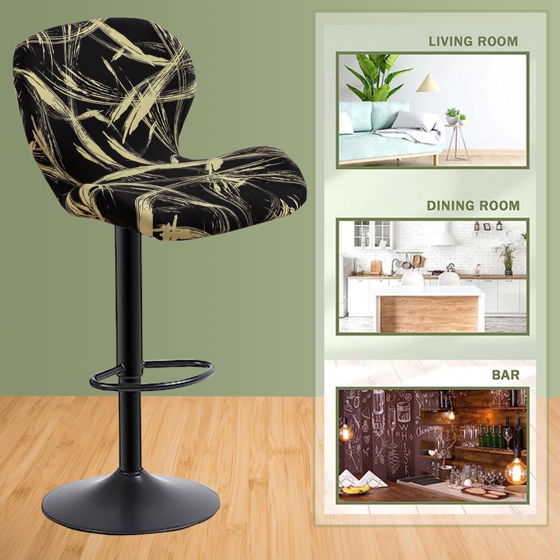 Levoberg Housse de Tabouret de Bar Incurvé Extensible Housse de Tabouret de Comptoir avec Dossier Couverture de Tabouret Rotatif Chaise Haute de Cuisine 4 Pièces #7