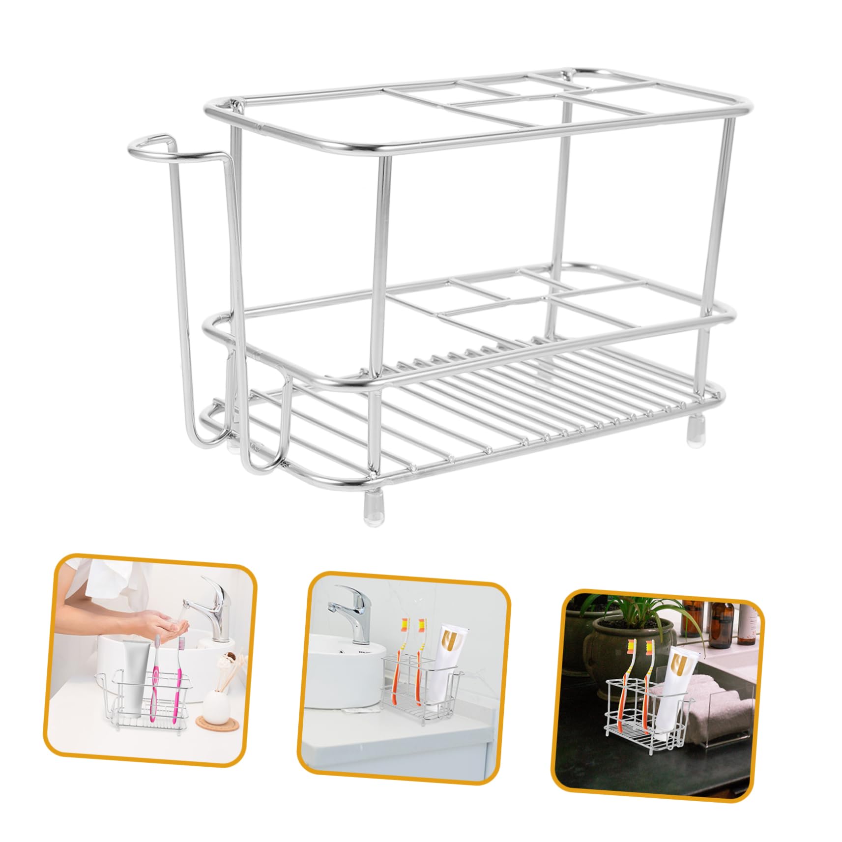 Alipis 4 Stück Zahnbürsten-Halter rasierhobel Halter Makeup Brush Holder Schlechtes Accessoire Sockel Erwachsene Stand Halter für Zahnbürsten Stehen für Badezimmer Rostfreier Stahl Silver
