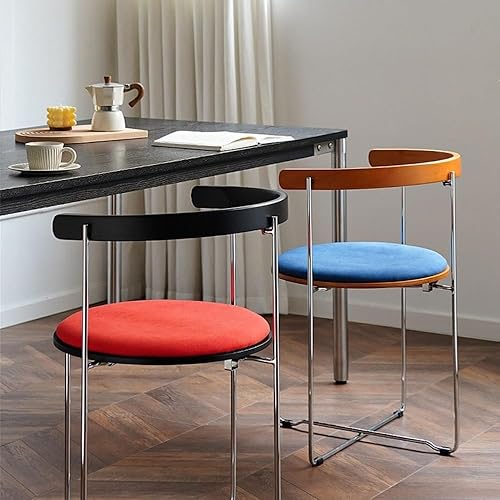 Miniatura 4 de Sillas de comedor, moderna silla plegable de madera Silla de comedor y maquillaje con respaldo, Sillas para comedor (naranja rojo)