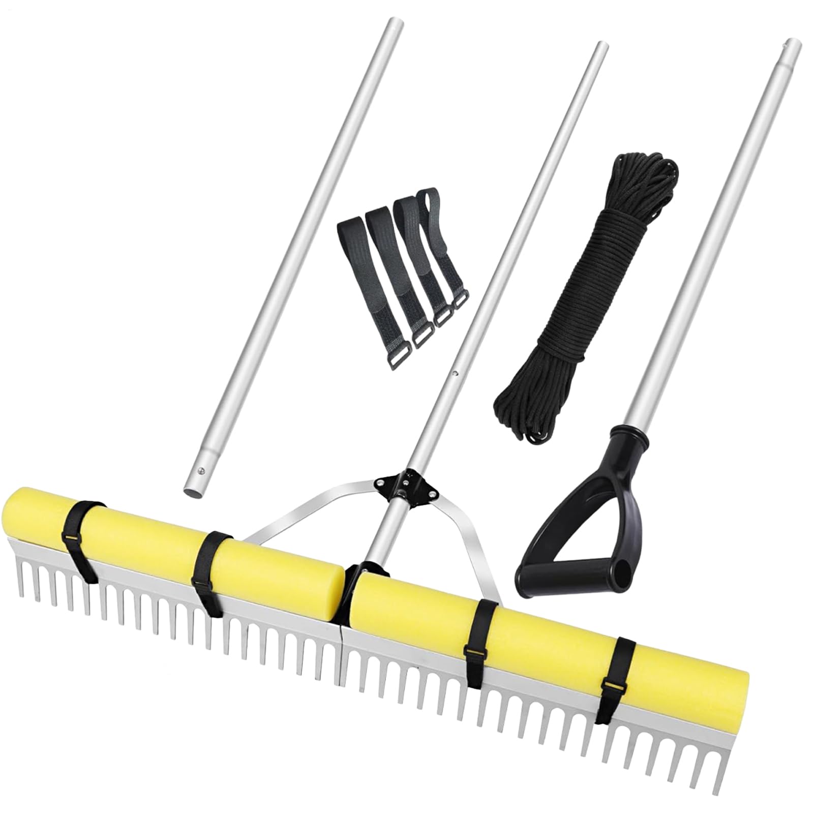 Râteau Pour Étang Robuste Avec Dents En Acier Inoxydable Longue Poignée Ergonomique Idéal Pour Nettoyer Feuilles Algues Débris D'étang Bassin Jardin Facile À Utiliser Durable Et Résistant À La Co