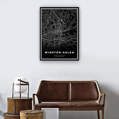 Miniatura 3 de Jeuasin Winston-Salem - Póster de mapa de calle de EE. UU., impresión de paisaje, lienzo vertical decorativo para el hogar, pintura giclée (12.00 x