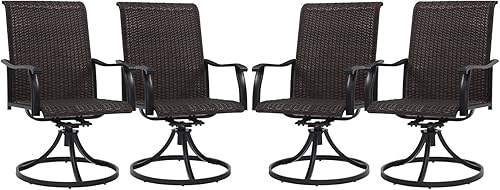 Miniatura 1 de VICLLAX Juego de 4 sillas de mimbre para exteriores, sillas de comedor de ratán para patio con marco resistente a la intemperie para jardín, porche,