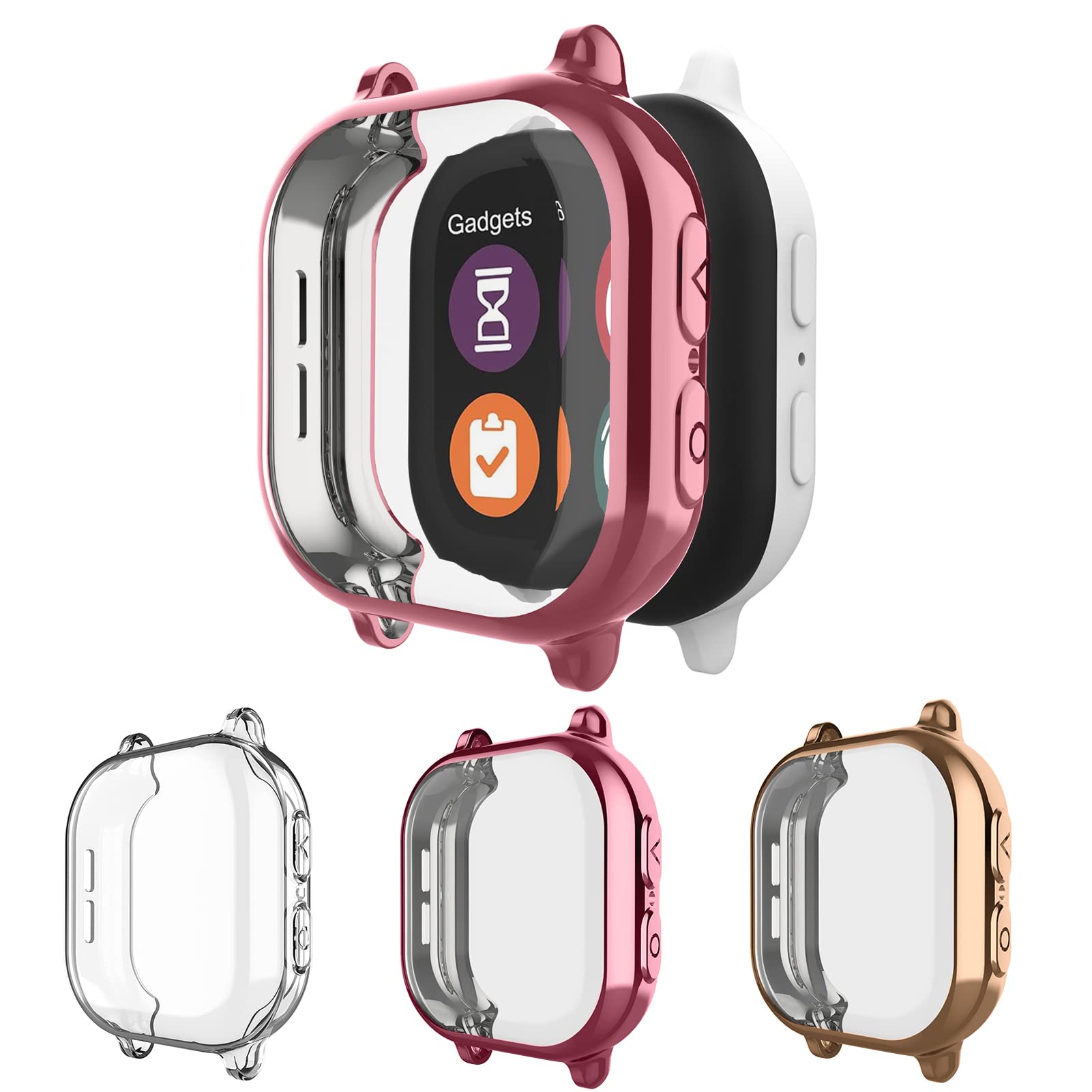 GEORDGY3 Pack Screen Protector Compatible with Gizmo Watch 2 Case for Kids, Ultra-Thin TPU Plated Overall Protective Case Cover Scratch Resistant Bumper Shell for Verizon Gizmo Watch 2 Boys Girls