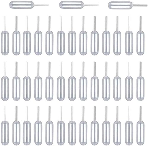 Vista 5 de Pipetas de postre de 0.1 fl oz, 60 pipetas de transferencia de plástico con gotero inyector líquido para magdalenas fresas (60)