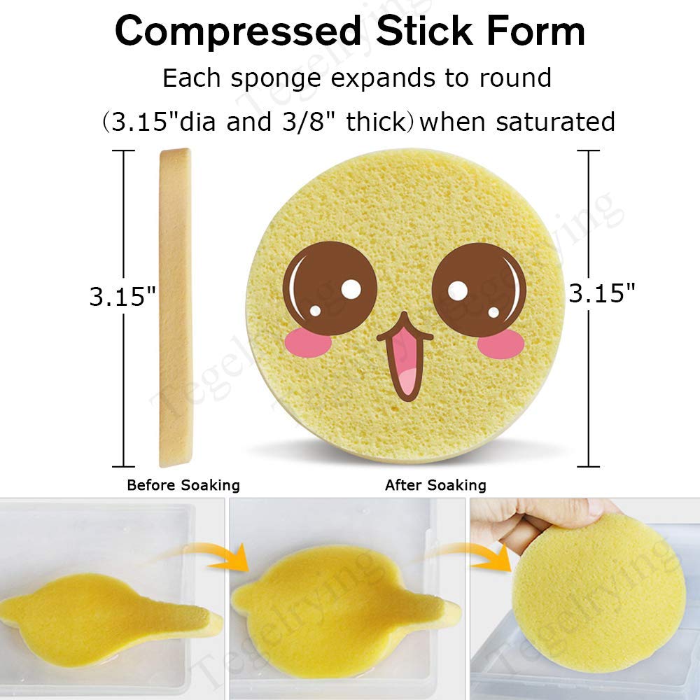Facial Sponge Compressed,240 Count PVA Professional Makeup Removal Wash Pads Round Face Cleansing Sponge for Women Spa Exfoliating