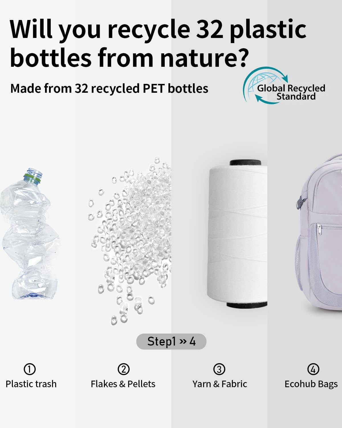 ECOHUB Travel Backpack for Women, 17.3 inch Suspended Laptop Backpack, Fashion Water-Resistant College Computer Bookbag, 28L Personal Item Bag with 12 Pockets for Causal, Work, Grey - Image 8