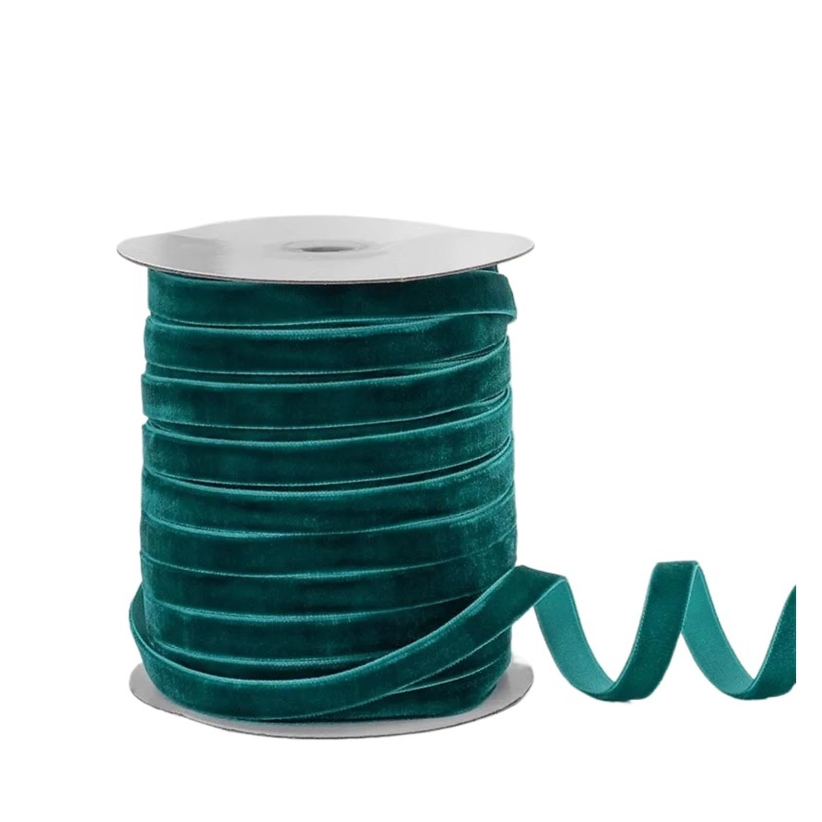 WENH 50Yards Velvet Ribbon 3/8" Wide Single Face Velvet Ribbon Roll With Spool For Gift Wrapping Decoration Party Wedding Arts Crafts(Peacock blue)