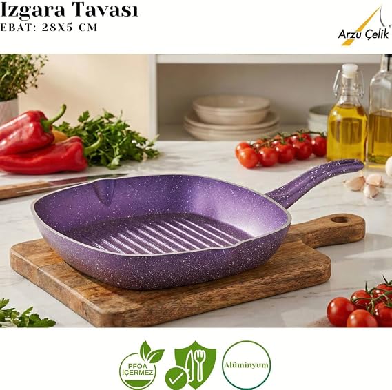 9 Parça Granit Set Cam Kapak - Violet