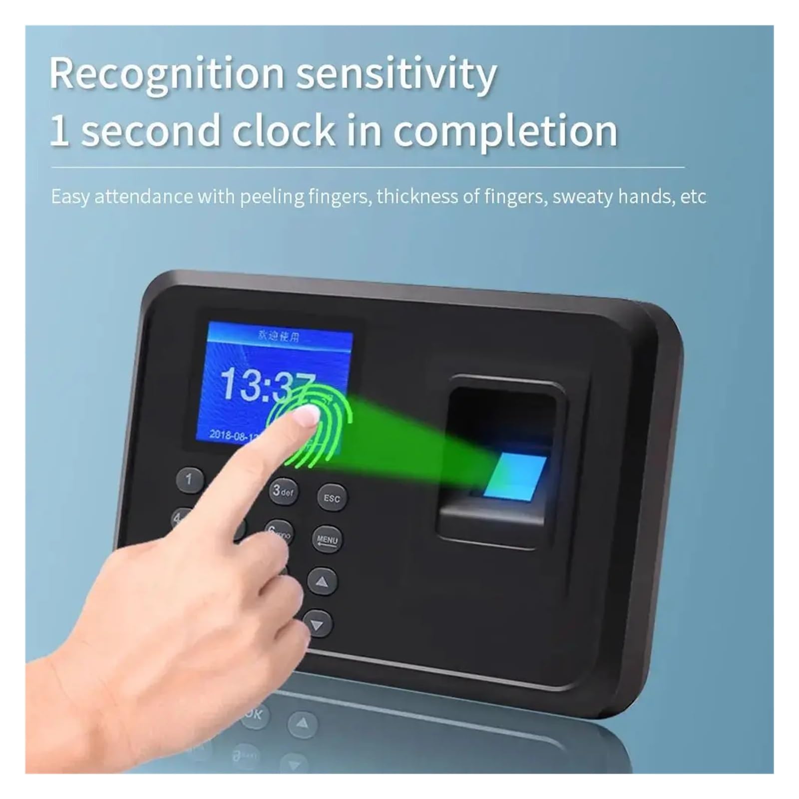 Reloj de tiempo, Máquina de asistencia con huella dactilar F01 Registrador de asistencia electrónico Dispositivo de gestión de salida de datos USB Equipo de registro de entrada de empleados