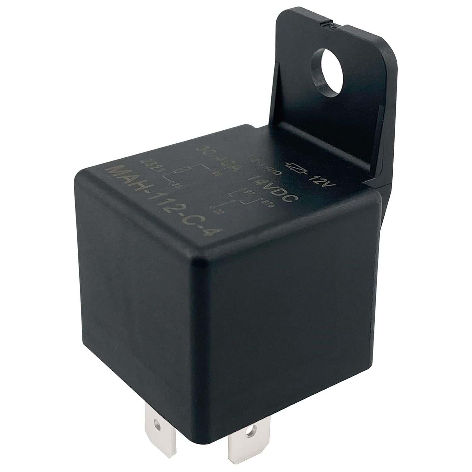 MAH-112-C-4 12V 5-Pin Automotive Relay (2-Pack) 40/30 Amp SPDT with Mounting Bracket, Replacement for MAH-112-C-4R, High Current Relay for Car Truck Marine RV, Built-in Resistor for Circuit Protection