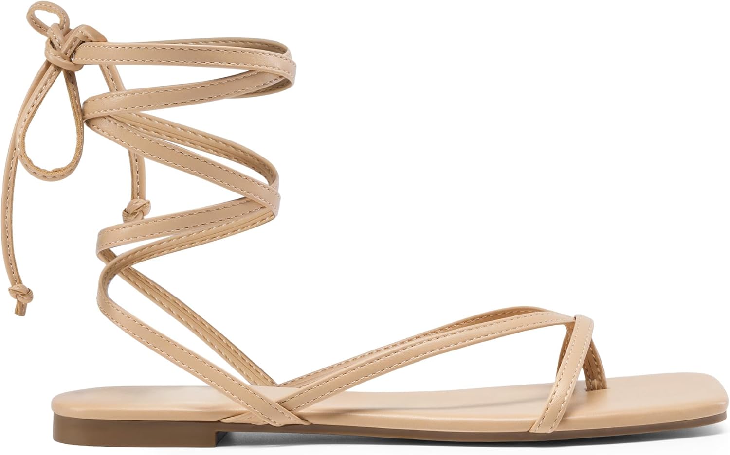 DREAM PAIRS Womens Strappy Flat Sandals - Comfortable Lace Up Gladiator Dressy Sandals, Square Toe Tie Up Walking Sandal, Summer Wrap Up Vocation Sandal Mermaid Shoes - Image 4