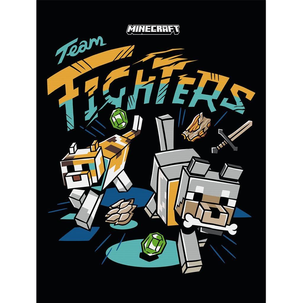 Toile murale Minecraft de décoration gamer dynamique tableau chambre enfant Team Fighters