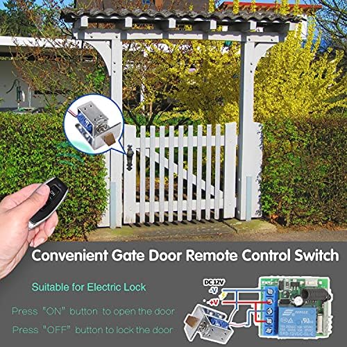 DieseRC 433Mhz Universal Wireless Remote Control Switch DC 12V 1CH RF Relay Receiver Module with 2 Transmitters, EV1527 Learning Code Smart Home Remote Switch