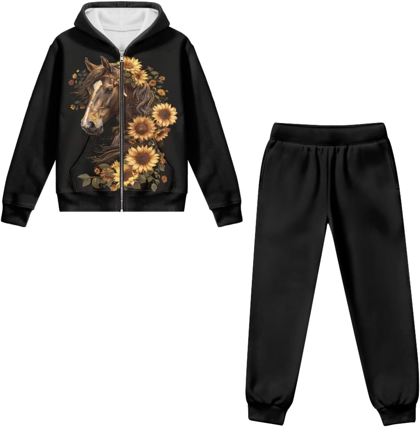 Teens Casual 2 Piece Set Long Sleeve Zipper Sweatshirts and Sweatpants Set Boys Girls Fall Winter Tracksuit