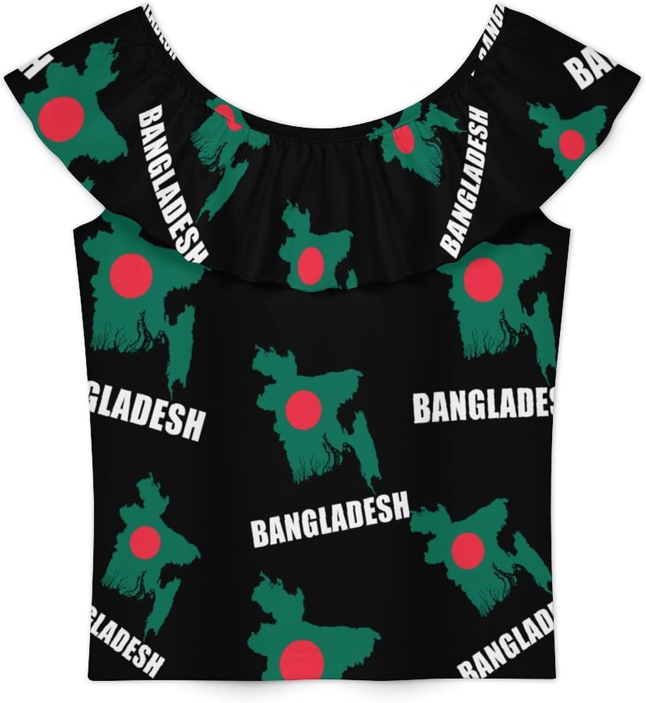 Bangladesh Flag Bangladeshi Map Girls T-Shirts Top Ruffle Short Sleeve Blouse Casual Graphic Tees