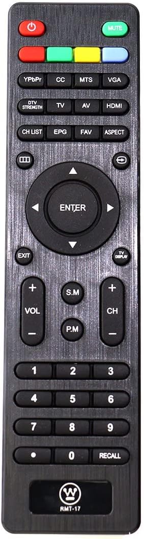 RMT-17 RMT17 Remote Control Replacement for Westinghouse TV LD2480 LD3280 VR2218 VR3215 VR2418 EW24T3LW EW24T7EW W19S4JW LD3240 EW32S3PW EW19S4JW EW24T3LW