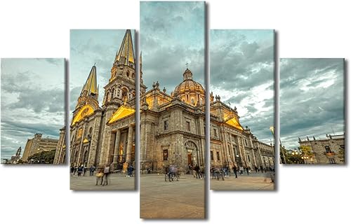 Vista 124 de TUMOVO 5 paneles de arte de pared de volcán en México, impresión sobre lienzo, paisajes naturales, cuadros para dormitorio, decoración del hogar