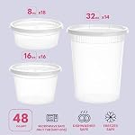 Deli Food Storage Containers With Lids - [48 Sets] - (8, 16, 32 Oz) - Plastic Deli Containers Variaty Pack - Soup Containers With Airtight Lids - Microwave, Freezer & Dishwasher Safe