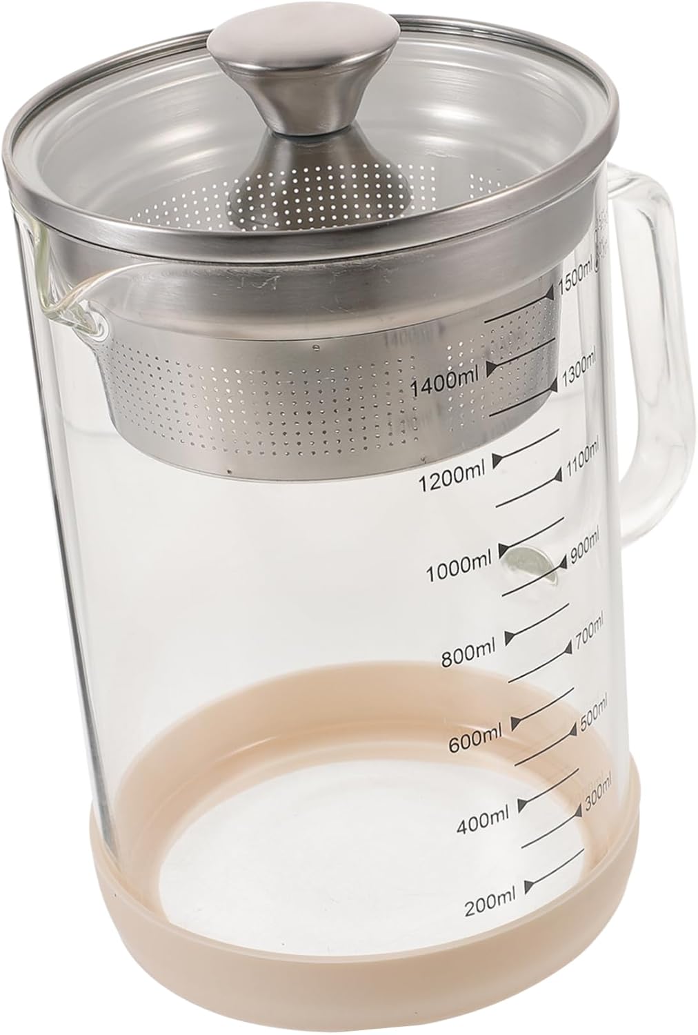 ABOOFAN Fine Mesh Strainer for Soybean Milk Tea Filter Pot with Filter and Scale Easy to Clean Kitchen Tool for Home Brewing and Cooking