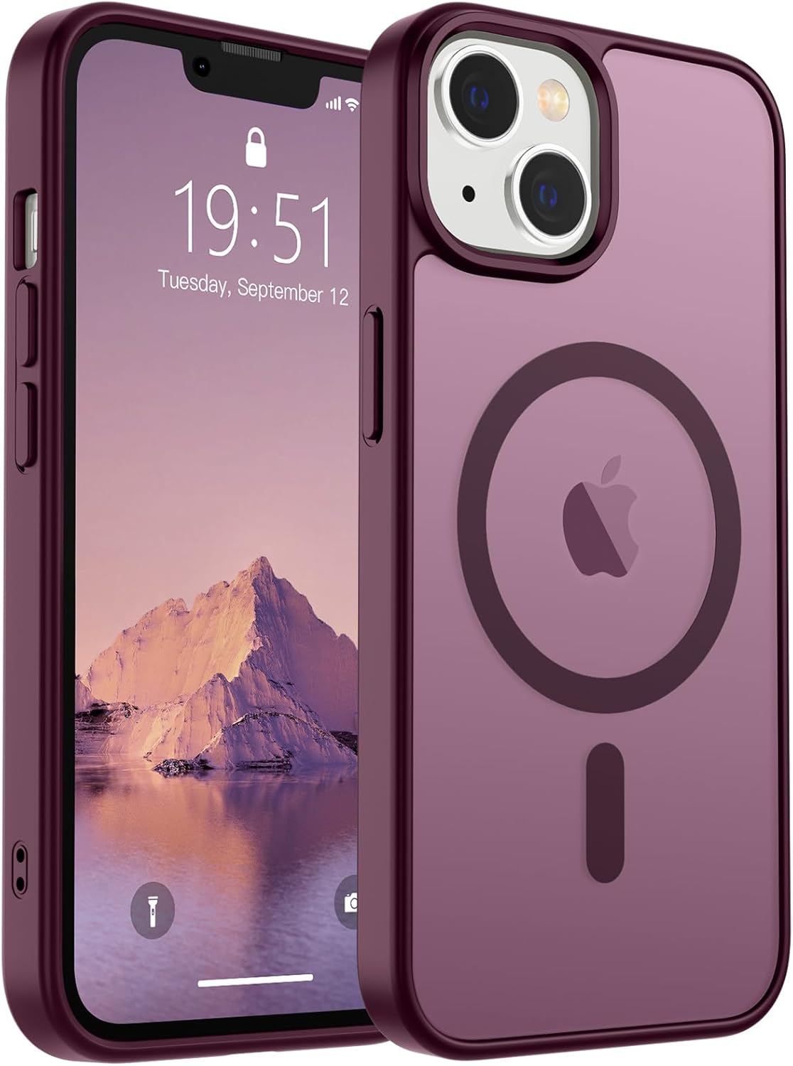 SUPFINE Magnetic for iPhone 14 Case & iPhone 13 Case (Compatible with MagSafe)(Military Grade Drop Protection) Translucent Matte Shockproof Phone Cover,Wine Red Wine Red iPhone 13/14