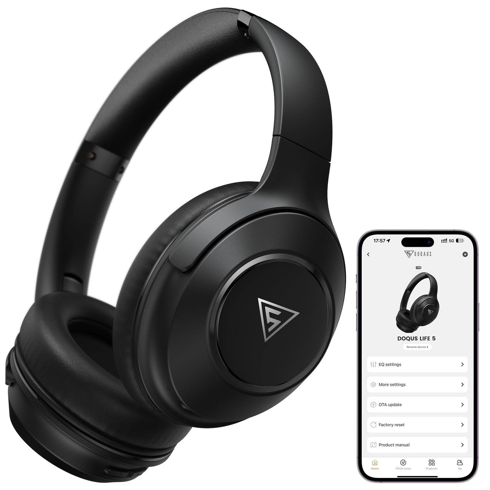 Doqaus Bluetooth Headphones Over Ear, 70H Playtime Bluetooth 5.3 Wireless Headphones, 3 Eq Modes, Hifi Stereo Foldable Headphones Wireless With Microp 6974340901607