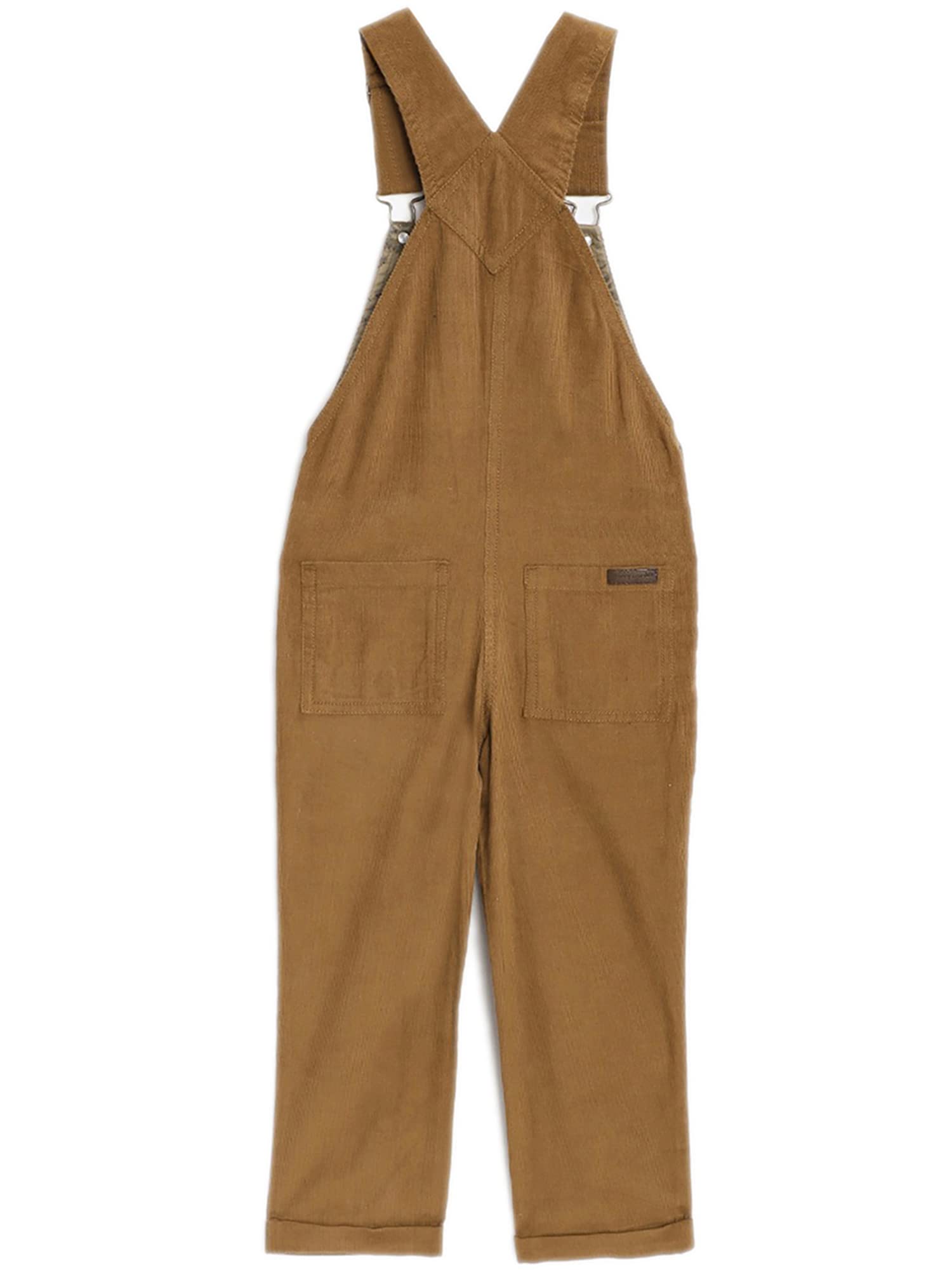 Cherry Crumble Brown Solid Cotton Blend Sleeveless Shoulder Straps Casual Wear Regular Summer Dungaree For Boys And Girls 2