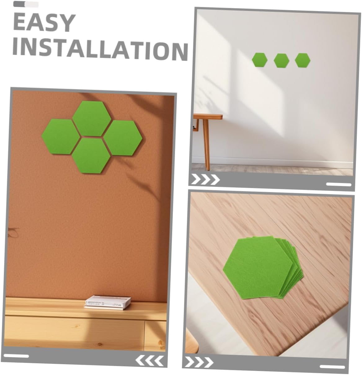 10pcs Self Adhesive Hexagon Felt Bulletin Board Tiles Decorative Wall Decor for Home Office Soundproof Acoustic Panels