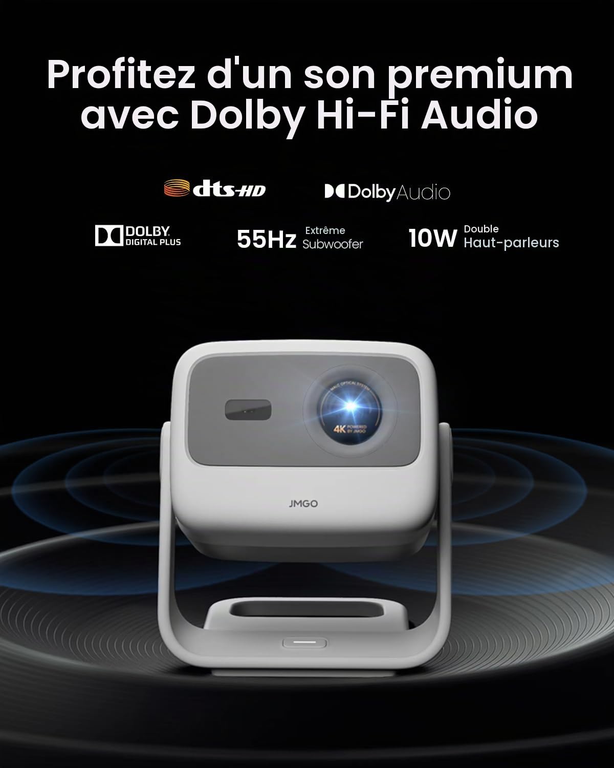 JMGO New N1S 4K Mini Videoprojecteur, Triple Laser, 1700 ISO Lumens, GTV