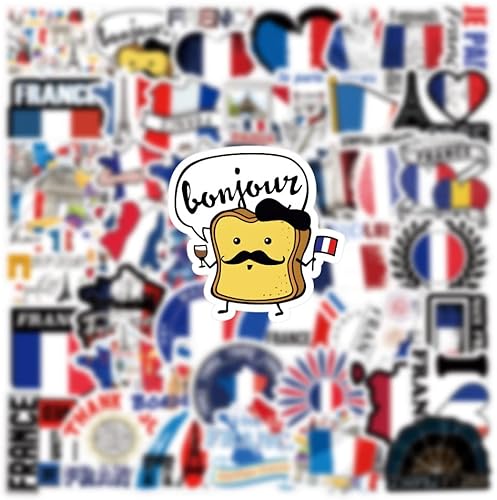 Miniatura 3 de Paquete de 54 calcomanías francesas, calcomanías de vinilo estético de graffiti impermeables para botella de agua, laptop, teléfono, álbumes de