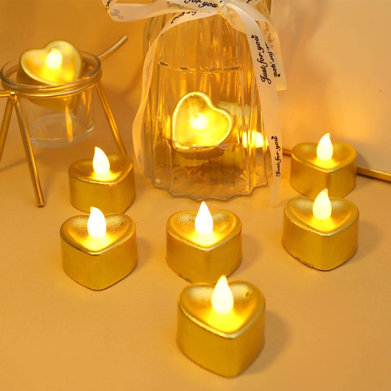 VIHOSE Candele A LED Senza Fiamma A Forma Di Cuore – Romantiche, A Batteria, Con Timer 6 Ore E Luce Bianca Calda – Set Da 3 Per Proposte, Anniversari, San Valentino (Rosso/Bianco) - 2