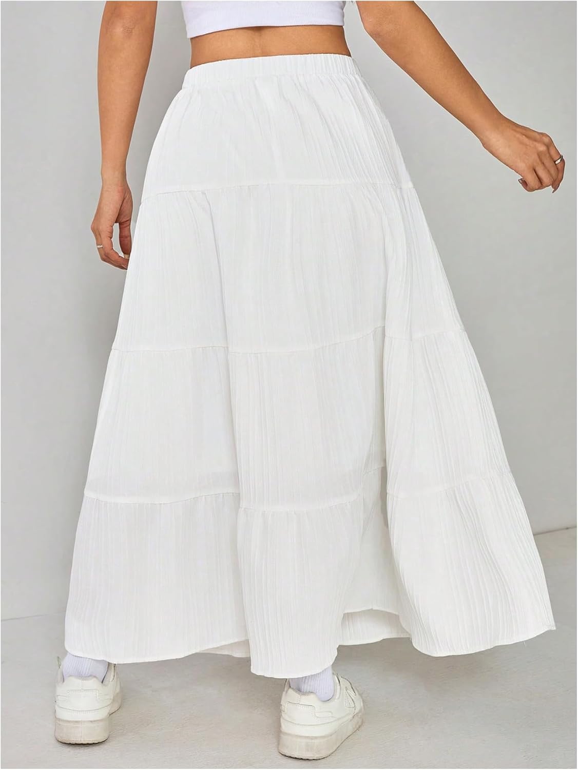 Milumia Women's Textured Tie Front Maxi Skirt High Waist A Line Flared Flowy Vacation Long Skirts - Image 3