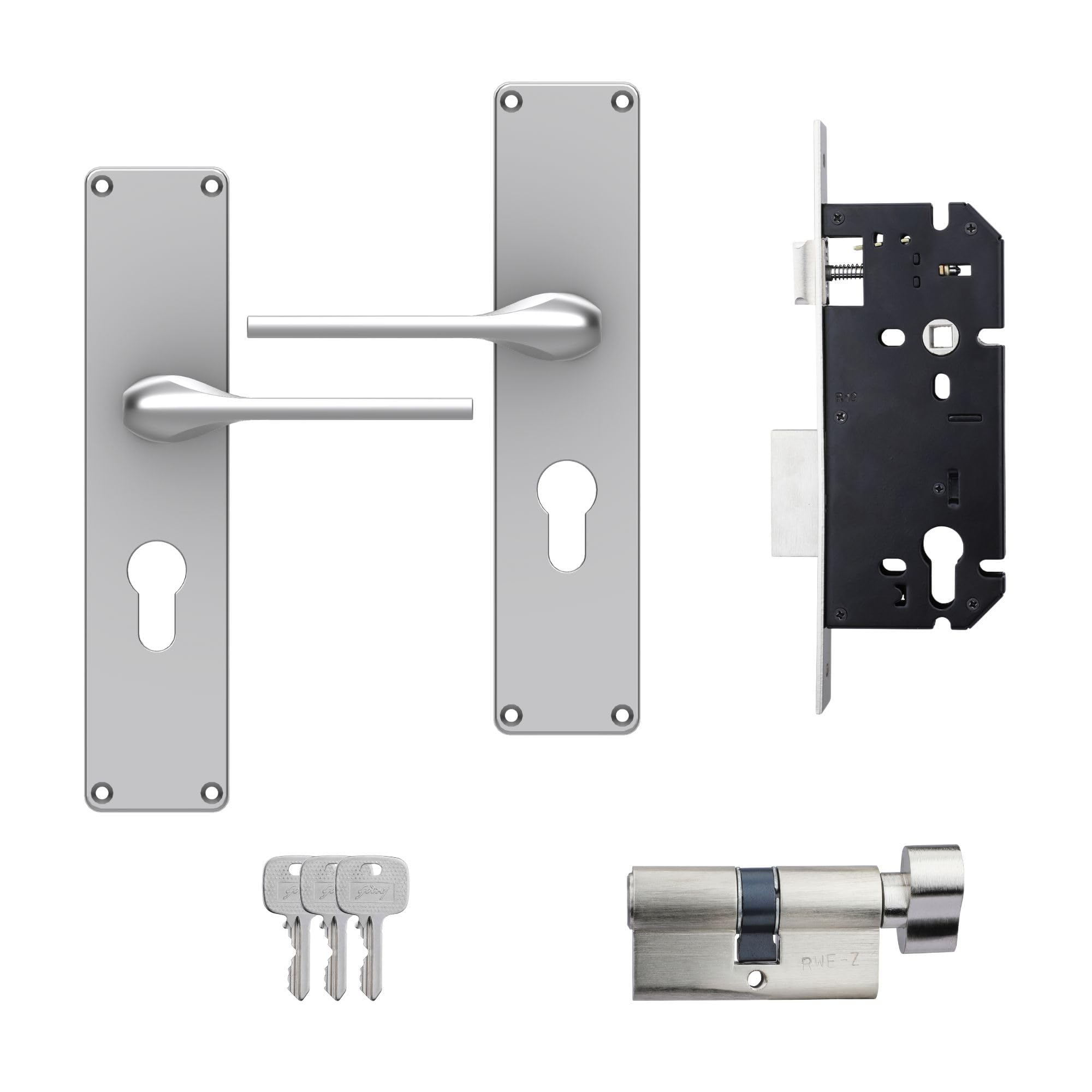 Godrej Mortise Door Lock Handle Set 1CK(EM02, SS Finish)-6-Lever Lock, 3 Keys, Double Throw-5" Handle, Left/Right Handed Door Operation-Mortise Lock with Latch for Home, Main Door, Internal Doors (B0DHRS7SDJ) Amazon Price History, Amazon Price Tracker