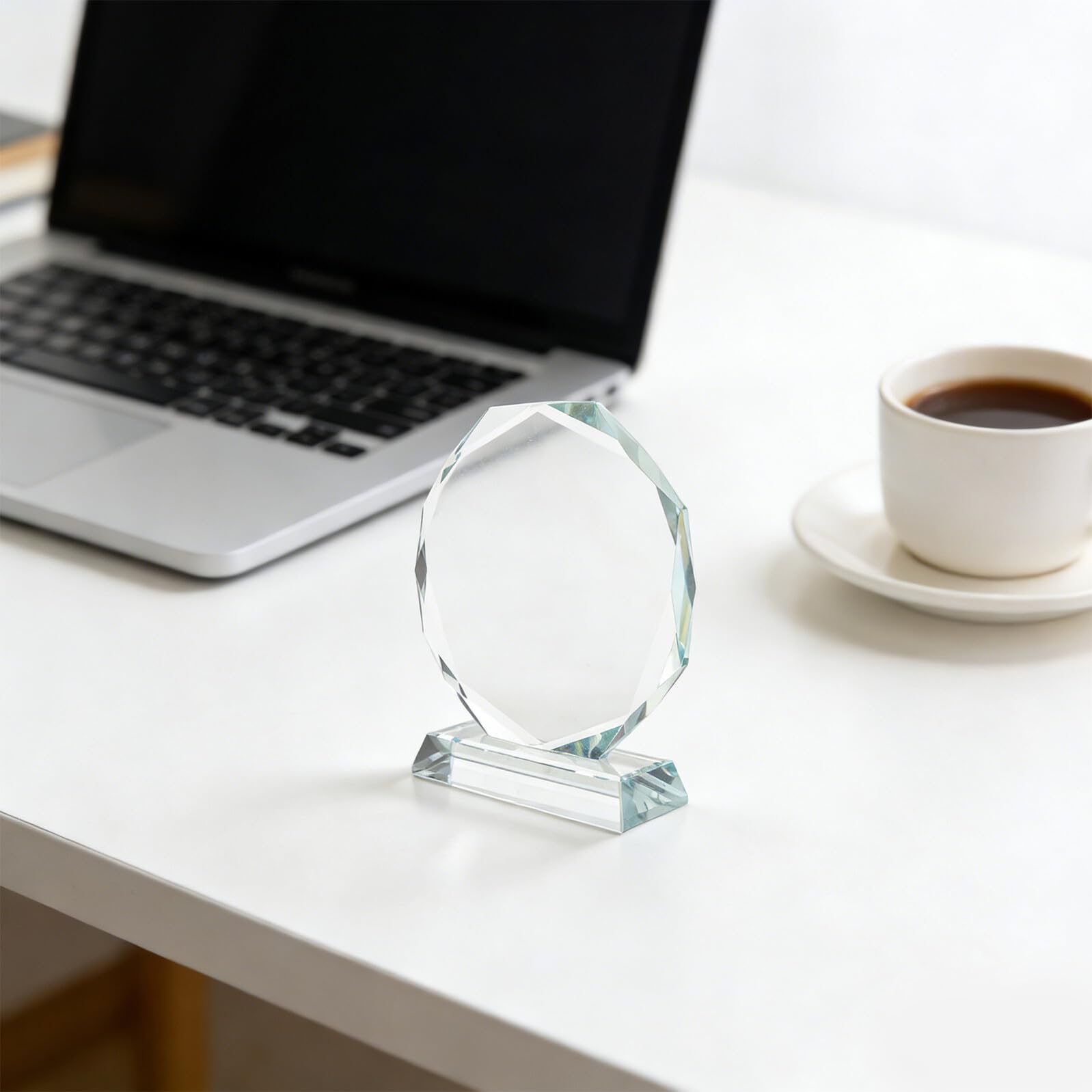 Trofeo de Cristal Octogonal 160mm Transparente, Placa de Premio al Logro para Reconocimiento Empleados, Premio de Cristal para Jubilación y Medalla de Agradecimiento